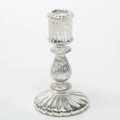Richland Ribbed Unique Mercury Glass Taper Candle Holder Set Of 3 -Candle Glow Deals Store 967a6128 1