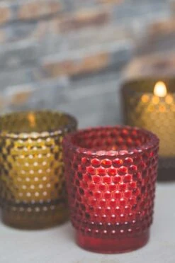 Richland Votive Holder Hobnail Red Set Of 12 -Candle Glow Deals Store 967a7004