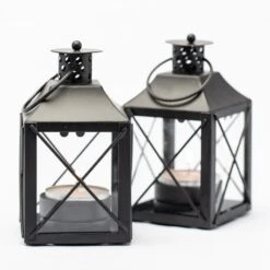 Richland Mini Tealight Lanterns Black Metal Set Of 25