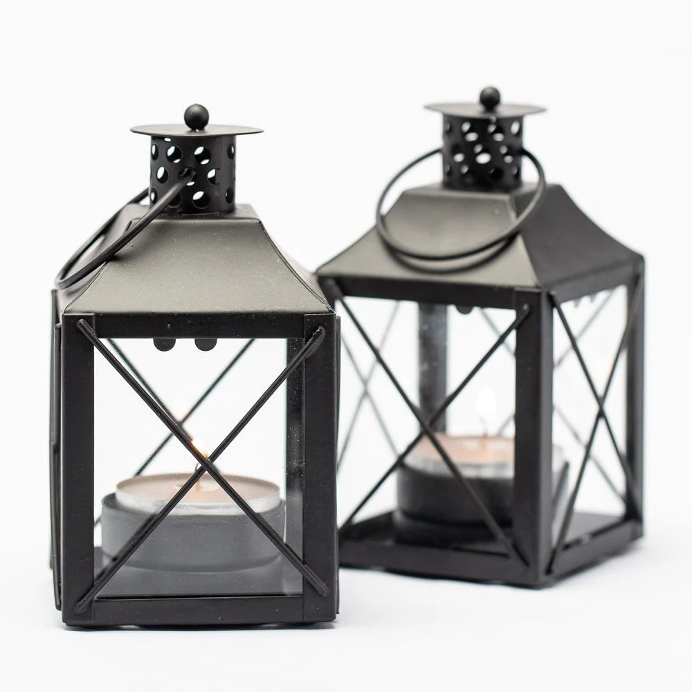 Richland Mini Tealight Lanterns Black Metal Set Of 25 1 Richland Mini Tealight Lanterns Black Metal Set Of 25