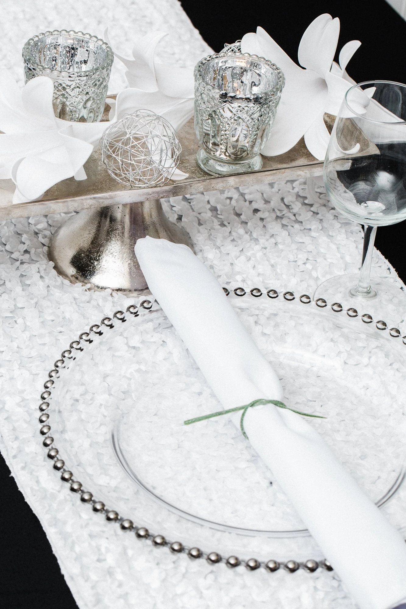 Richland 13" Silver Beaded Glass Charger Plate Set Of 12 2 Richland 13" Silver Beaded Glass Charger Plate Set Of 12 - Image 2