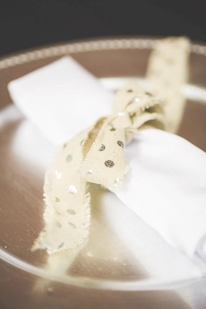 Richland Ribbon Linen Fringed Edge 1" X 5 Yards With Silver Dots Set Of 12 2 Richland Ribbon Linen Fringed Edge 1" X 5 Yards With Silver Dots Set Of 12 - Image 2