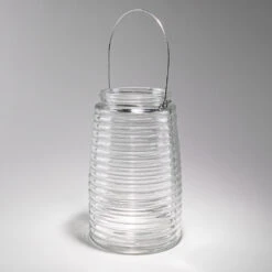 Eastland 8" Hanging Horizontal Ribbed Glass Jar With Handle Set Of 12