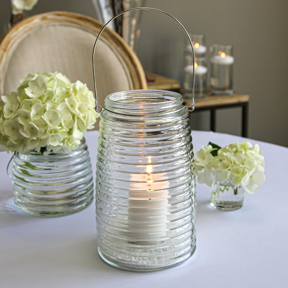 Eastland 8" Hanging Horizontal Ribbed Glass Jar With Handle Set Of 12 2 Eastland 8" Hanging Horizontal Ribbed Glass Jar With Handle Set Of 12 - Image 2