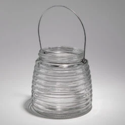 Eastland 4.6" Hanging Horizontal Ribbed Glass Jar With Handle Set Of 12