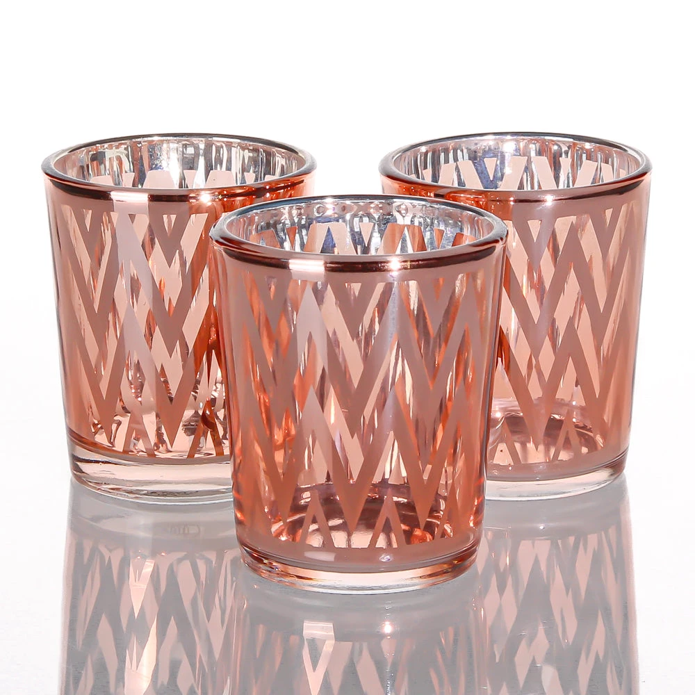 Richland Rose Gold Chevron Glass Holder - Small Set Of 72 1 Richland Rose Gold Chevron Glass Holder - Small Set Of 72