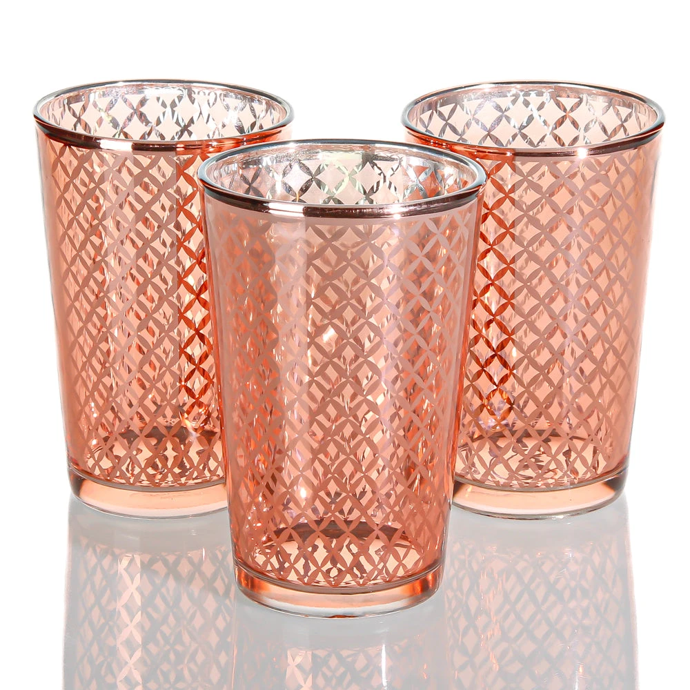 Richland Rose Gold Lattice Glass Holder - Large Set Of 48 1 Richland Rose Gold Lattice Glass Holder - Large Set Of 48