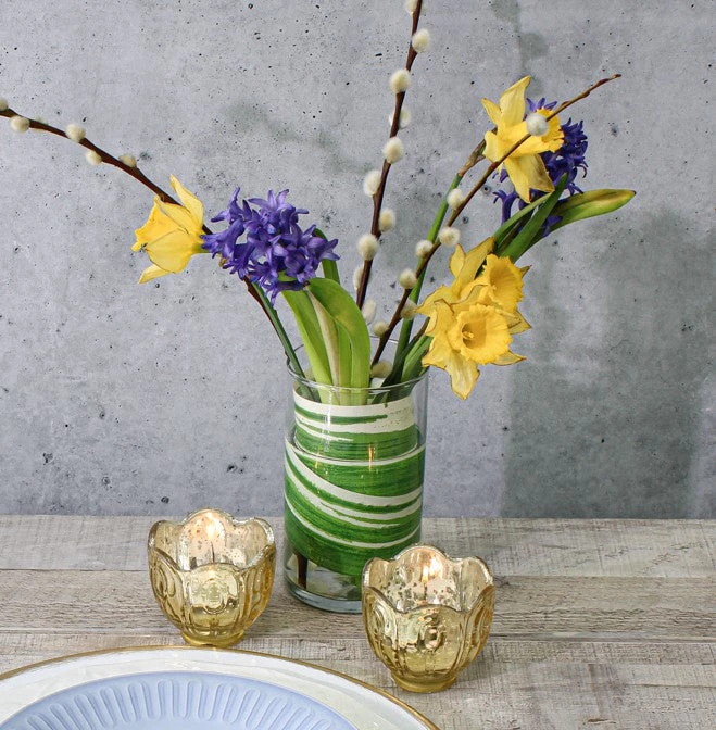 Variegated Aspidistra Leaf 4" Ribbon Green & Cream 50 Yards 2 Variegated Aspidistra Leaf 4" Ribbon Green & Cream 50 Yards - Image 2