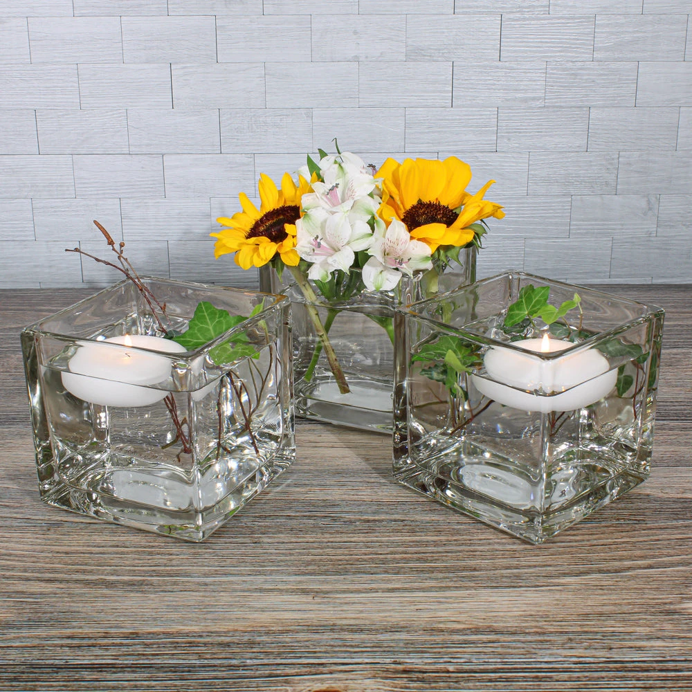 Richland Square Glass Cube Vase 5" Set Of 12 3 Richland Square Glass Cube Vase 5" Set Of 12 - Image 3
