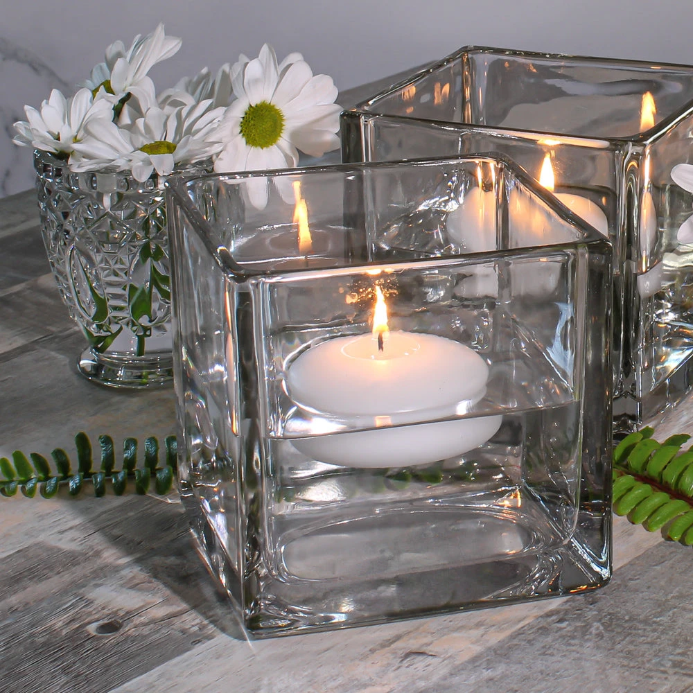 Richland Square Glass Cube Vase Set Of 3 (4"/5"/6") 2 Richland Square Glass Cube Vase Set Of 3 (4"/5"/6") - Image 2