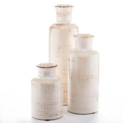 Richland Farmhouse White Ceramic Vase 5", 7.5" & 10" Set Of 12