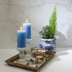 Richland White Glass Pillar Candle Holder Set Of 3 -Candle Glow Deals Store HeroBlue 31421f91 bda3 44f6 b388 96fe6ddd9c0e