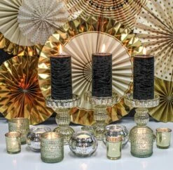 Fancy Party Fans Rosette Pinwheels Gold & White, 8 Fans -Candle Glow Deals Store HeroNewyears 83fa36f0 89d2 4cca ba9a 711c622ac259