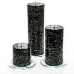 Richland Rustic Pillar Candle 3" X "3, 3" X 6" & 3"x 9" Black Set Of 36