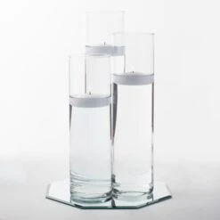 Eastland 12" Mirror And Tall Cylinder Vase Centerpiece With Richland Floating Candles Set Of 7