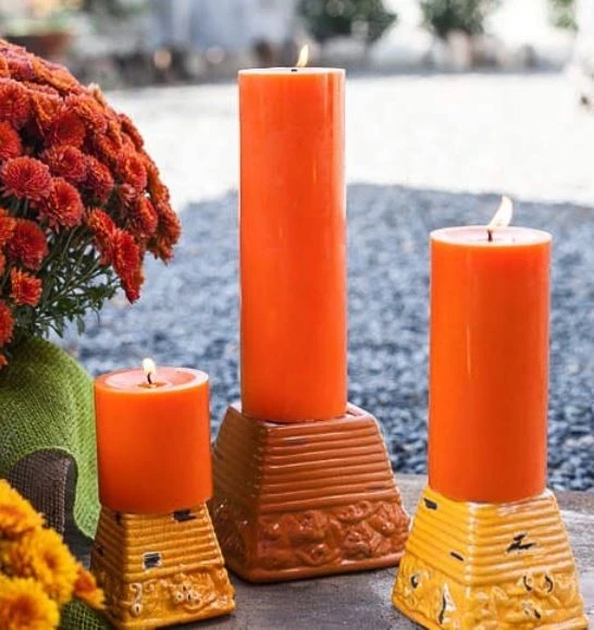 Richland Pillar Candles 3"x3", 3"x6" & 3"x9" Orange Set Of 12 2 Richland Pillar Candles 3"x3", 3"x6" & 3"x9" Orange Set Of 12 - Image 2