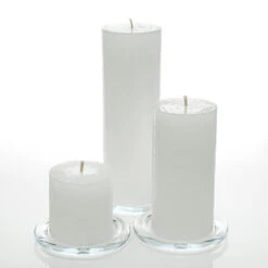 Richland Rustic Pillar Candle 3" X "3, 3" X 6" & 3"x 9" White Set Of 3