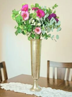 Tall Gold Trumpet Vase 23"
