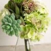 Real Touch Succulents With Faux Hydrangea & Rose Bouquet 12"