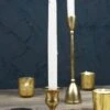 Gold Metal 3.75" Taper Candle Holder, Antique Candlestick