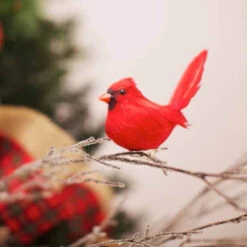 12 Artificial Cardinal Feathered Birds 5"