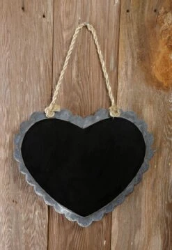 Scallop Edge Zinc Frame Hanging Chalkboard Heart 16x14
