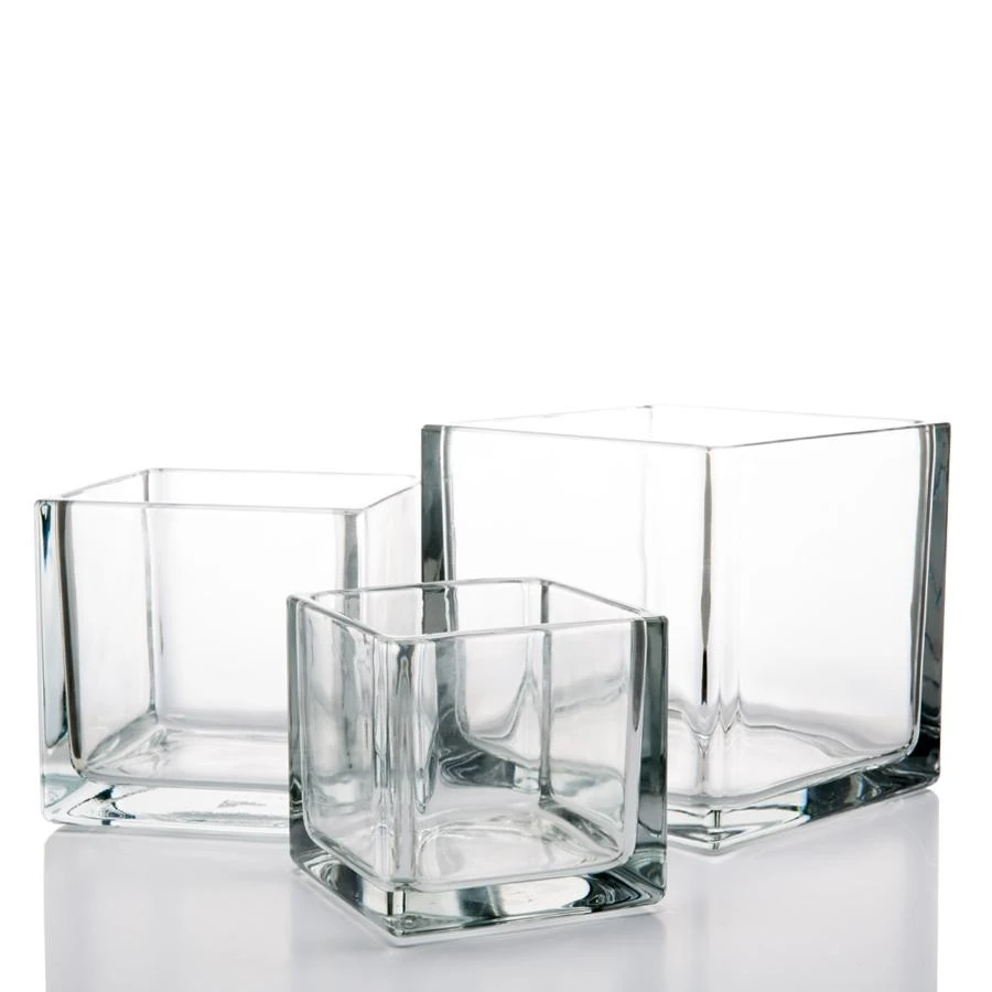 Richland Square Glass Cube Vase Set Of 3 (4"/5"/6") 1 Richland Square Glass Cube Vase Set Of 3 (4"/5"/6")