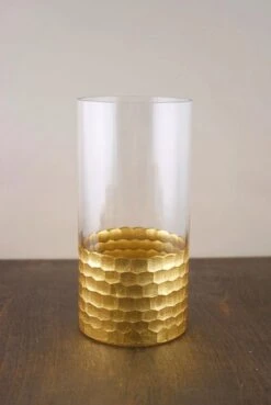 Gold Honeycomb Cylinder Vase 4"x8"