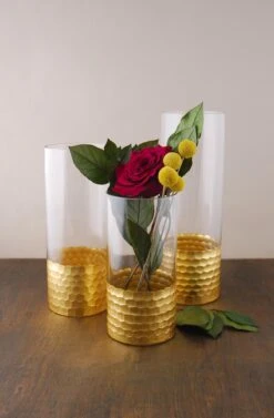Gold Honeycomb Cylinder Vase 4"x8" -Candle Glow Deals Store cylinder vase honeycomb rt 8 4