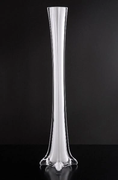 White Glass Eiffel Tower Vase 16" 1 White Glass Eiffel Tower Vase 16"