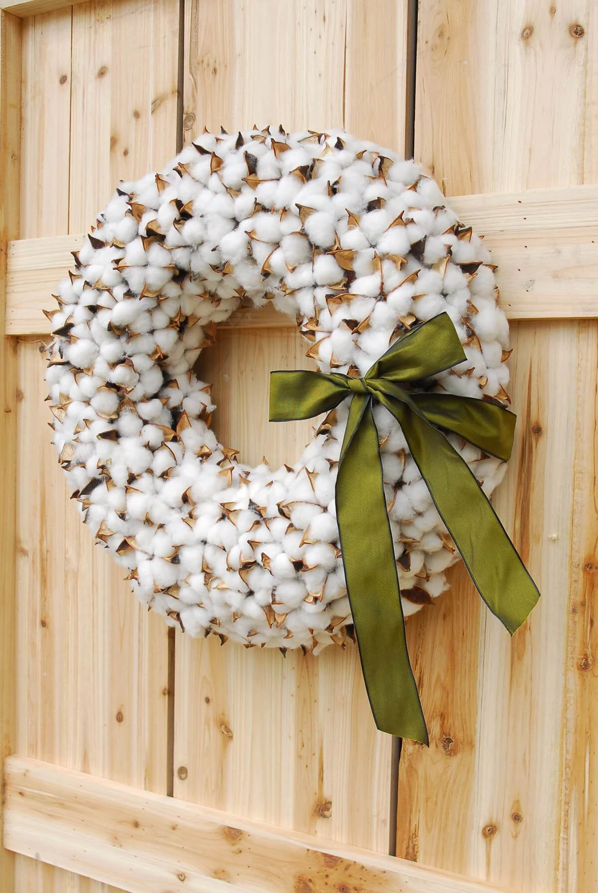 Faux Cotton Wreath 18.5in 1 Faux Cotton Wreath 18.5in