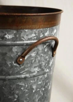 Two Tone 18" Flower Market Buckets With Handles -Candle Glow Deals Store flower market buckets rust metal 9 x 18 9