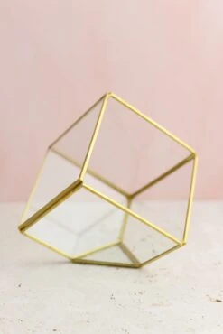 Hira Glass & Brass Terrarium Angled Cube 4.7"