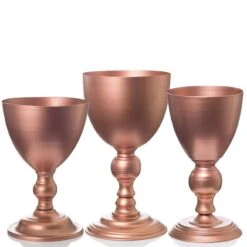 Richland Copper Finish Goblet Compote 9.25", 12", 14.5" - Set Of 3