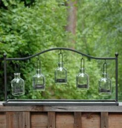 Large Metal Hanging Bottle Candleholder Rack 24"