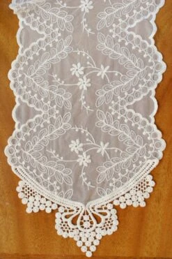 Lace Table Runner & Chair Sash Ivory 12" X 74"