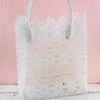 Stiffened White Lace Tote 17"