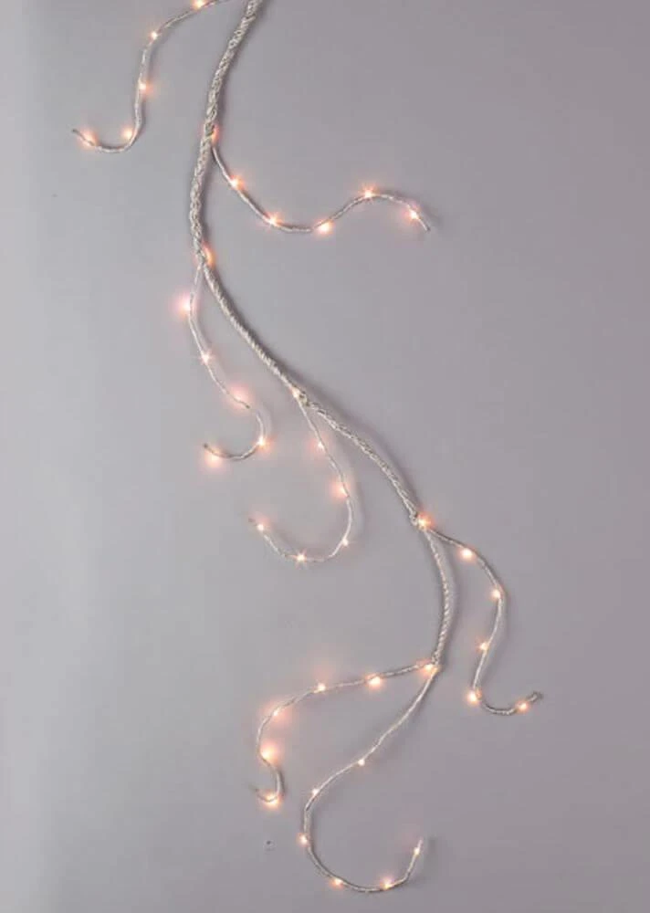 Lighted Garland 6FT 60 LED Lights, Battery Operated Silver Wrapped 1 Lighted Garland 6FT 60 LED Lights, Battery Operated Silver Wrapped