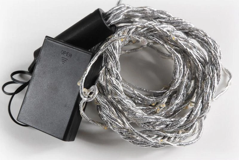 Lighted Garland 6FT 60 LED Lights, Battery Operated Silver Wrapped 2 Lighted Garland 6FT 60 LED Lights, Battery Operated Silver Wrapped - Image 2