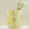 Frosted Gold Glass Hurricane Vase & Candleholder 6"