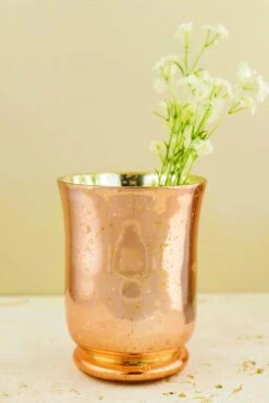 Blush Rose Gold Mercury Glass Hurricane Vase & Candle Holder 6" 6 Blush Rose Gold Mercury Glass Hurricane Vase & Candle Holder 6" -Candle Glow Deals Store mercury glass hurricane vase rose gold 1