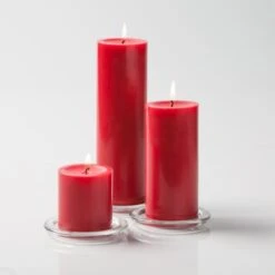 Richland Pillar Candles 3"x3", 3"x6" & 3"x9" Red Set Of 36