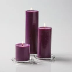 Richland Pillar Candles 3"x3", 3"x6" & 3"x9" Purple Set Of 12