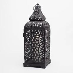Richland Black Moroccan Temple Metal Lantern -Candle Glow Deals Store mg 4849