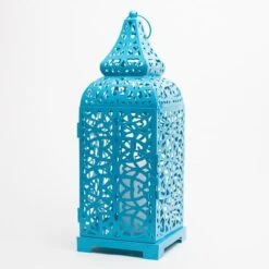 Richland Blue Moroccan Temple Metal Lantern -Candle Glow Deals Store mg 4857
