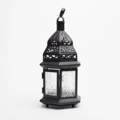 Richland Hanging Moroccan Metal Lantern With Clear Embossed Glass