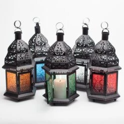 Richland Hanging Moroccan Metal Lantern With Clear Embossed Glass -Candle Glow Deals Store mg 4899 edit 1 1 1 1