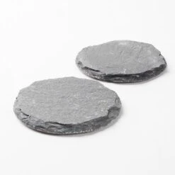 Richland Round Natural Slate Coaster 4" Set Of 12
