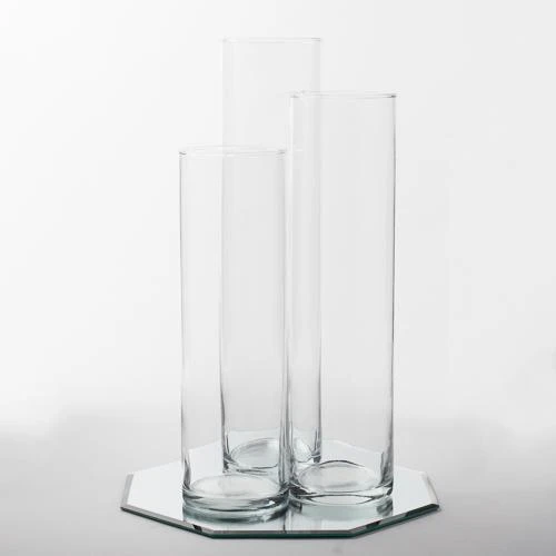 Eastland 12" Mirror And Tall Cylinder Vase Centerpiece Set Of 48 1 Eastland 12" Mirror And Tall Cylinder Vase Centerpiece Set Of 48