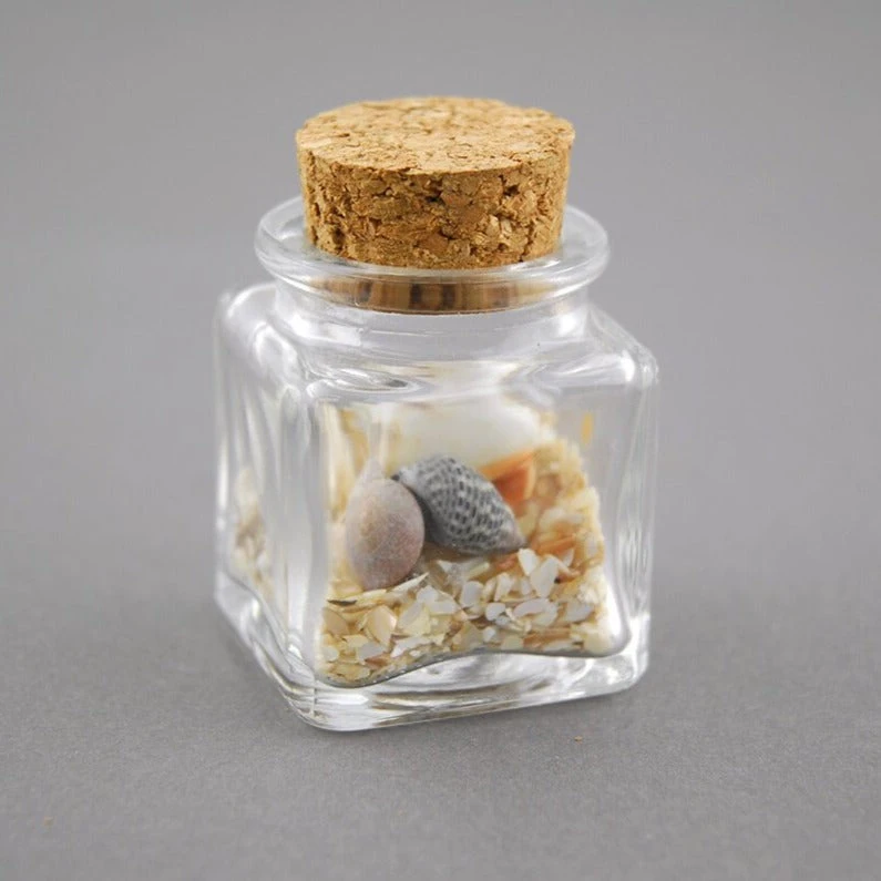 Mini Glass Bottle Square With Cork 1.4oz (Pack Of 24) 1 Mini Glass Bottle Square With Cork 1.4oz (Pack Of 24)